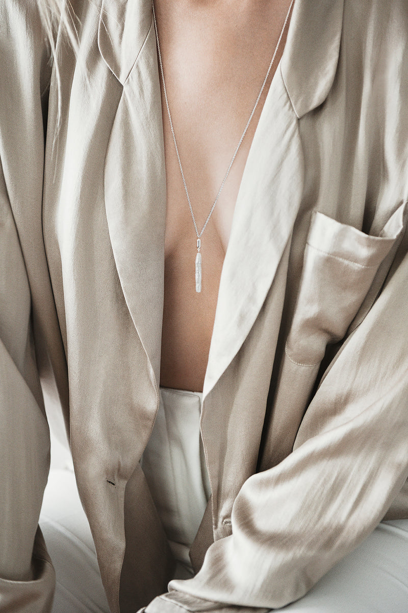 LAST UNITS // Long Biwa pearl + long necklace // Silver