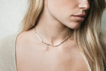 Collier chaîne ''paper clip'' + perles Biwa // Argent