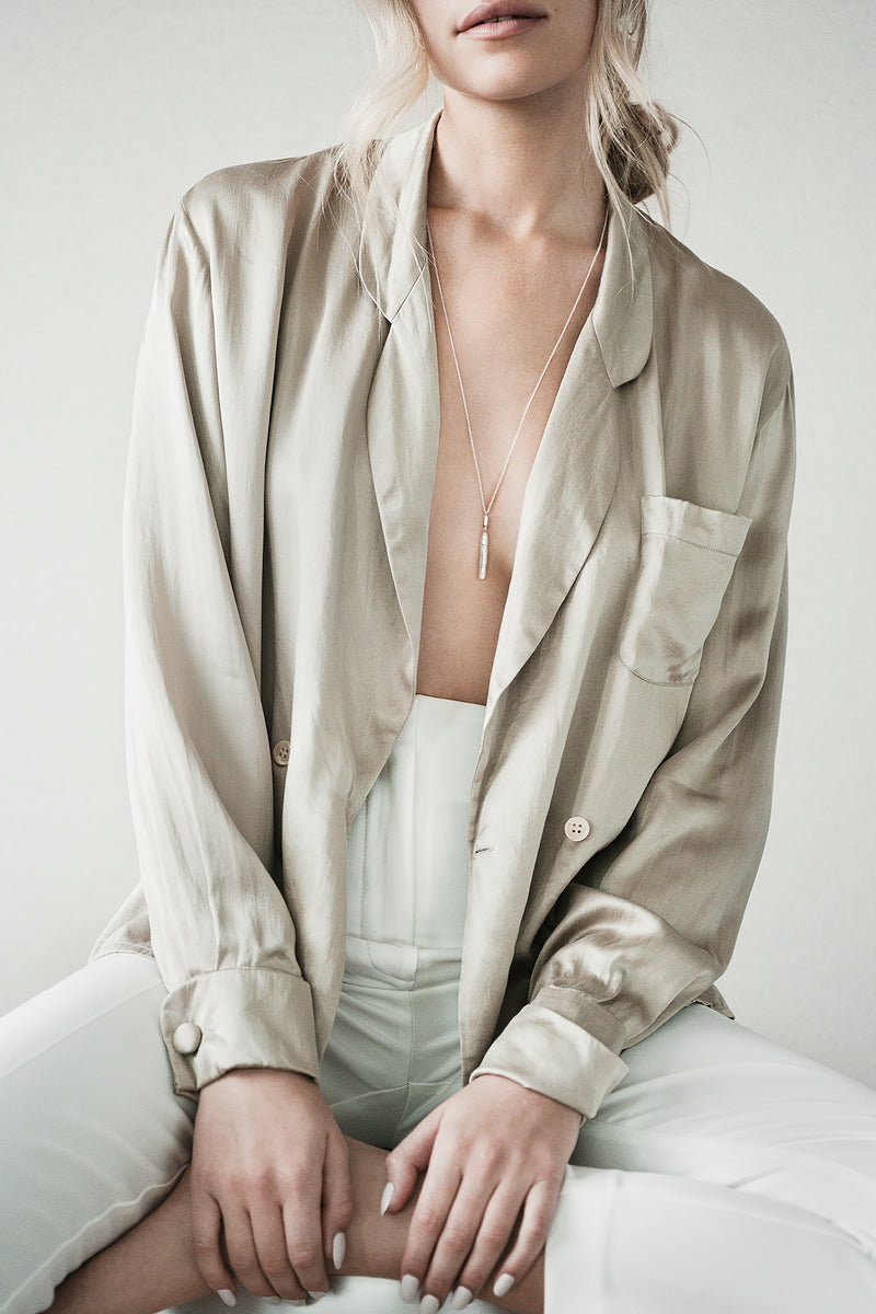 LAST UNITS // Long Biwa pearl + long necklace // Silver
