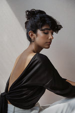 LAST CHANCE // Twisted hoop + black onyx earrings // Silver