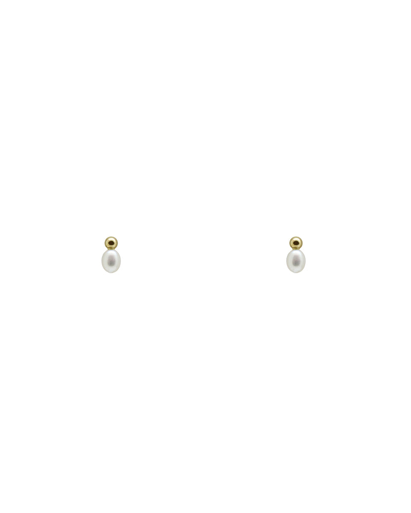 Gold + pearl ball earrings