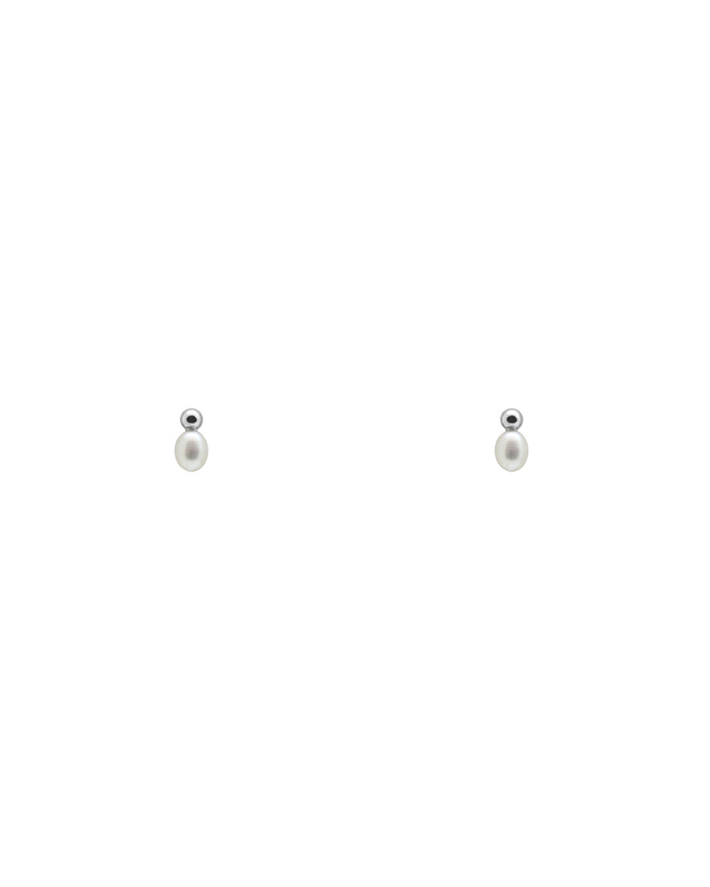 Ball + pearl earrings // Silver