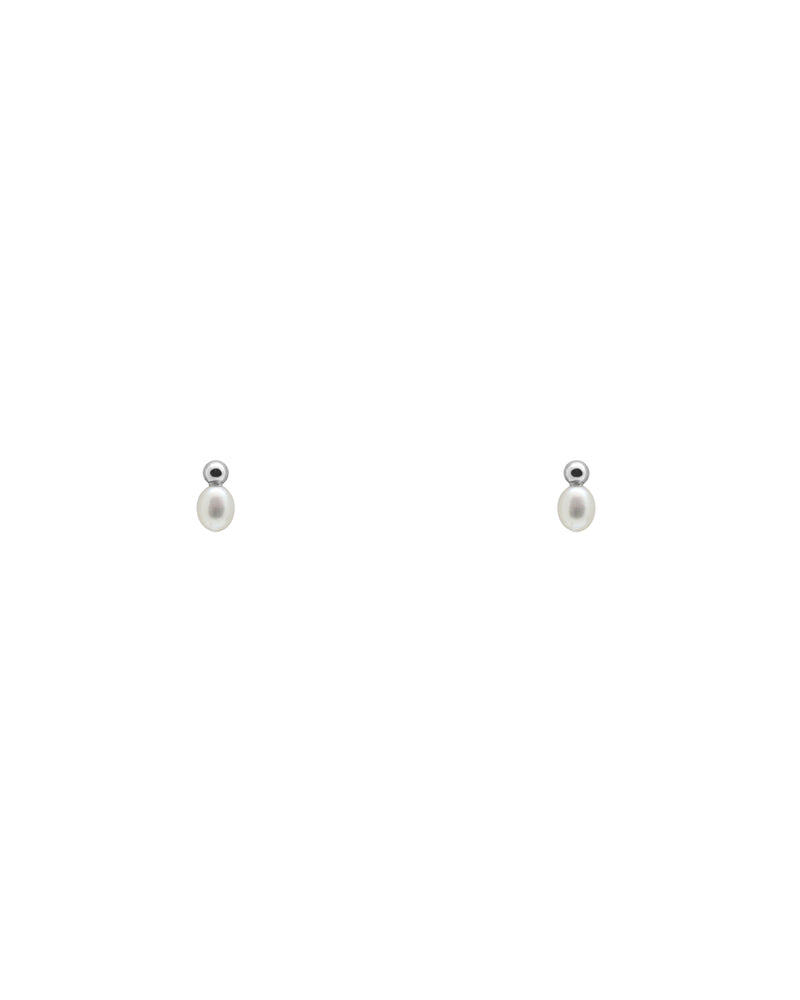 Silver ball earrings + pearls