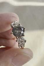 READY TO SHIP // MILANA ring // Salt and pepper gray diamond 1.14ct