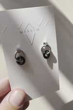 LAST UNITS // Hoop + black onyx earrings // Silver