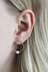 Gold + pearl circle earrings