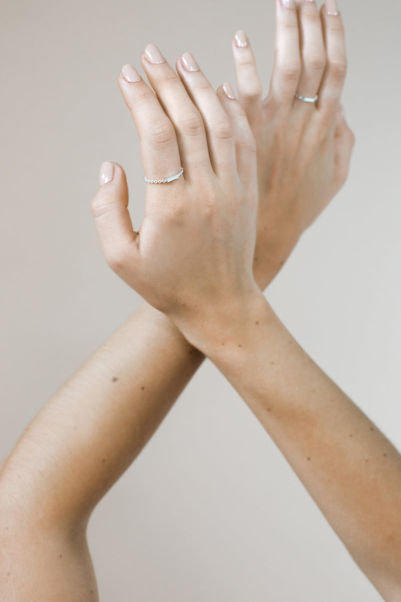 DERNIÈRE CHANCE // Bague barre + chaîne // Argent