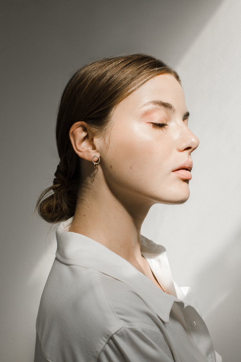 Double hoop earrings // 2 tones