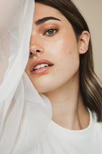 Ball + pearl earrings // Silver