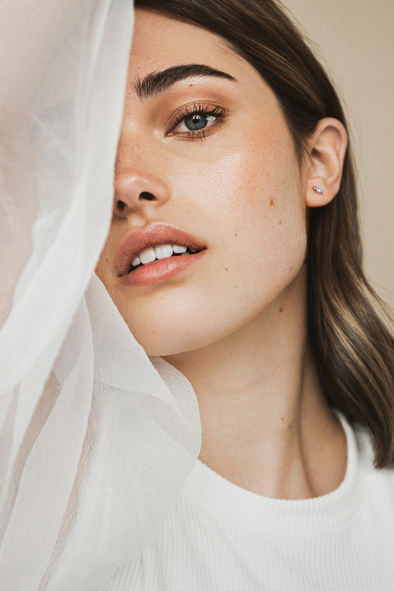 Ball + pearl earrings // Silver