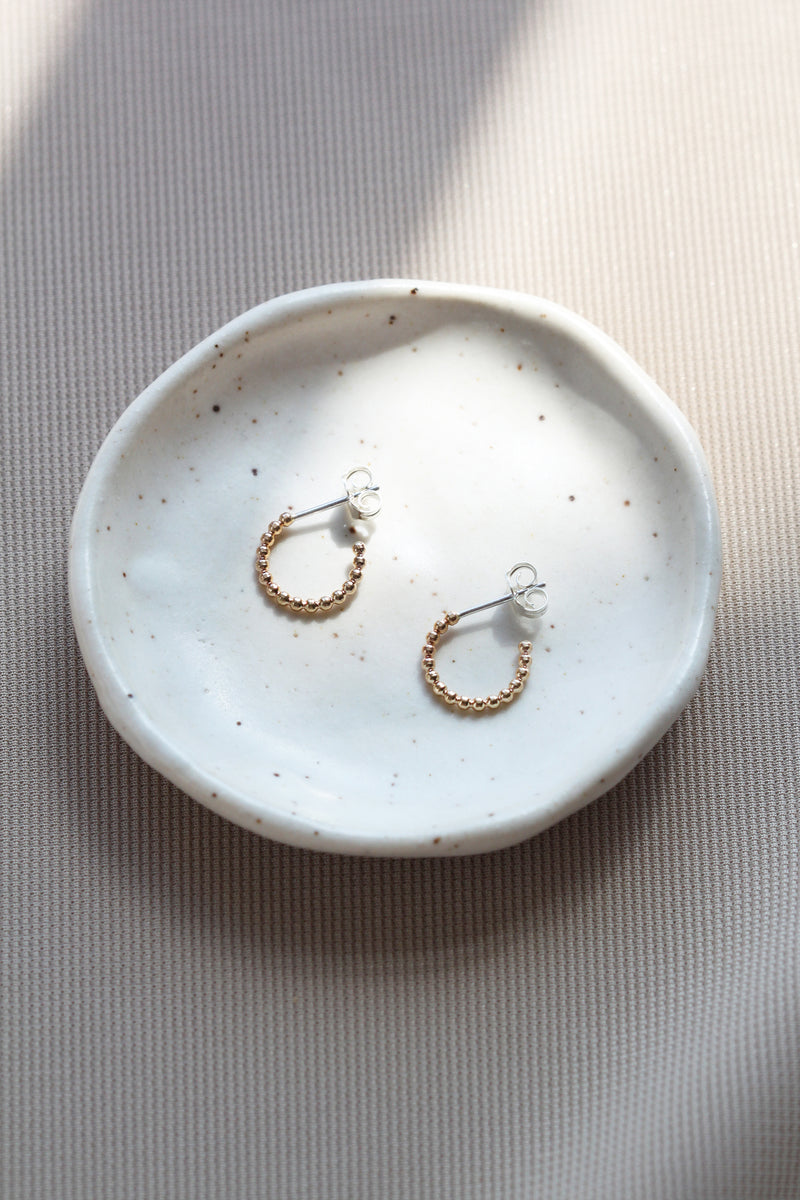 Beaded hoop earrings // Gold