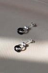 LAST UNITS // Hoop + black onyx earrings // Silver