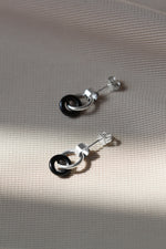 LAST UNITS // Hoop + black onyx earrings // Silver