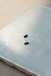 DERNIERS EXEMPLAIRES // Boucles d'oreilles barres + 3 spinelles noir // Argent