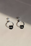 LAST CHANCE // Twisted hoop + black onyx earrings // Silver