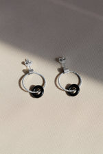LAST CHANCE // Twisted hoop + black onyx earrings // Silver