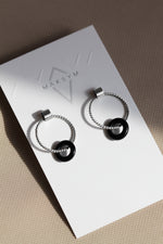 LAST CHANCE // Twisted hoop + black onyx earrings // Silver