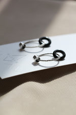 LAST CHANCE // Twisted hoop + black onyx earrings // Silver
