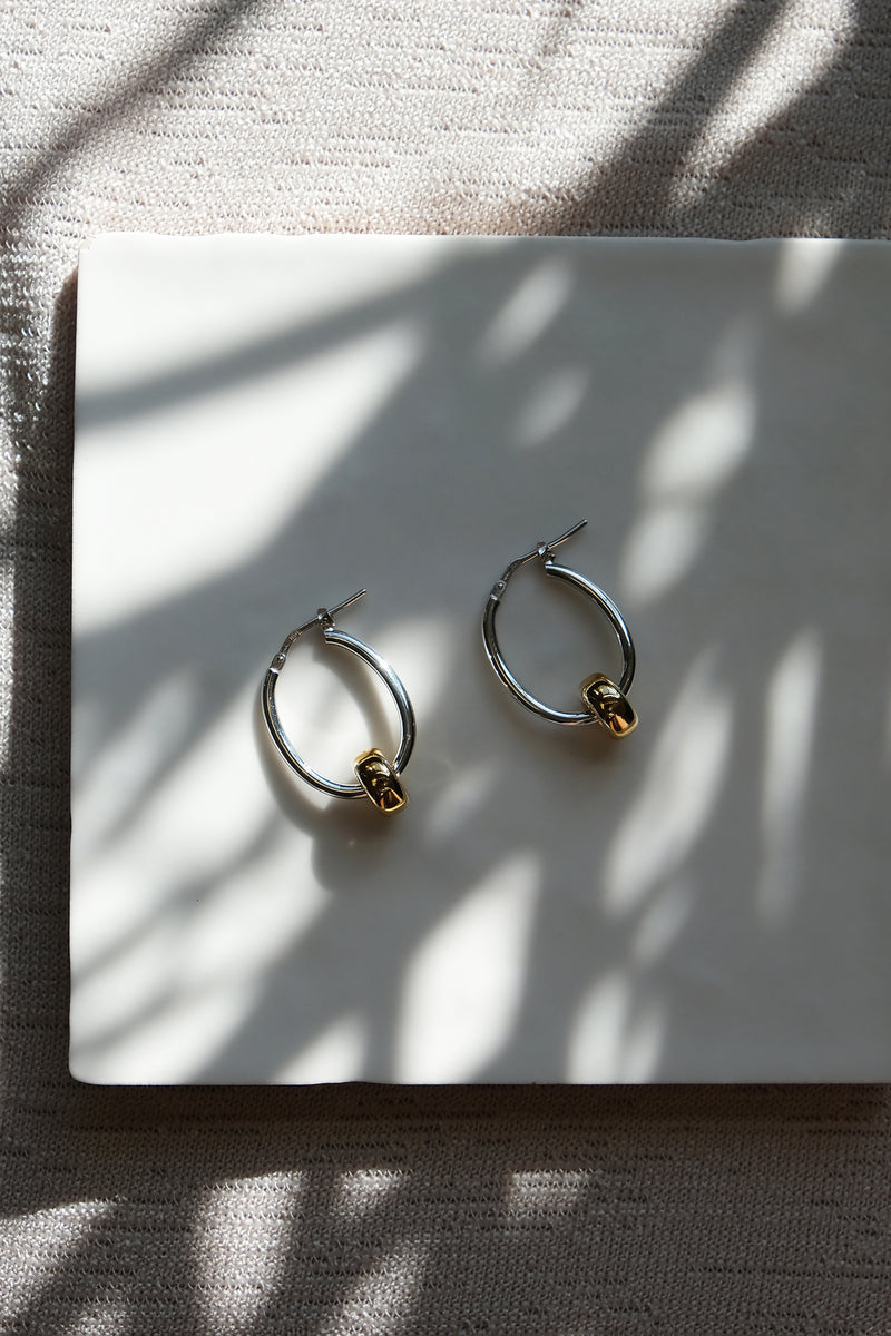 DERNIÈRE CHANCE // Boucles d'oreilles anneaux ovales + rondelles // 2 tons