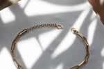 Bracelet chaîne ''paper clip'' + perle Biwa // Doré