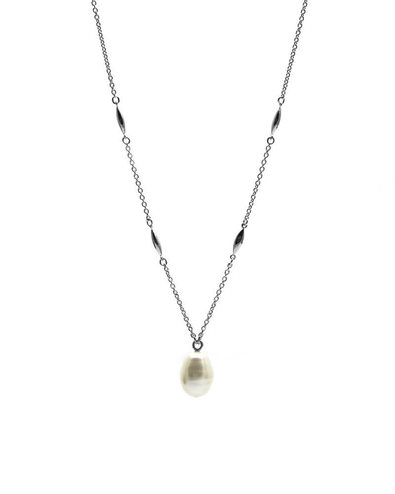 LAST CHANCE // Marquise necklace // Silver + Baroque pearl