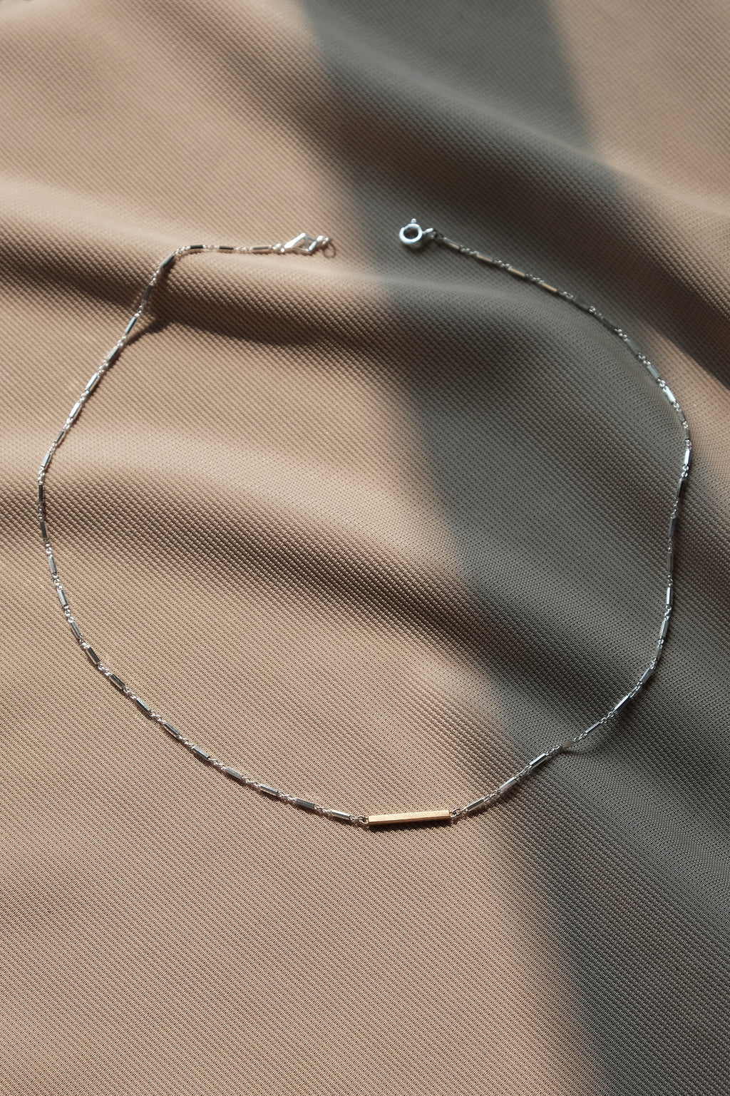 Bar necklace // Silver + 10k gold