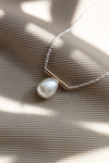 Golden tube necklace + baroque pearl