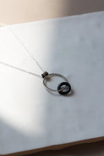 LAST CHANCE // Twisted circle + black onyx necklace // Silver