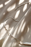 DERNIERS EXEMPLAIRES // Collier chaîne ''paper clip'' + perles Biwa // Argent