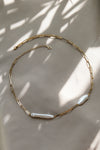 LAST UNITS // Paper clip chain necklace + Biwa pearls // Golden