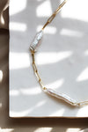 LAST UNITS // Paper clip chain necklace + Biwa pearls // Golden