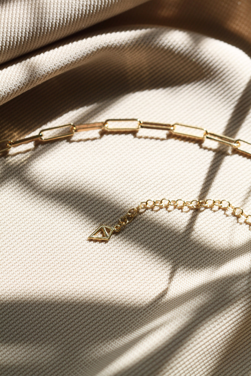 LAST UNITS // Paper clip chain necklace + Biwa pearls // Golden
