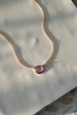 Rose cut pink sapphire necklace // Fuchsia