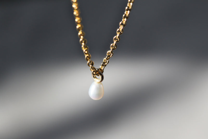 Chain + rice pearl necklace // 10K gold