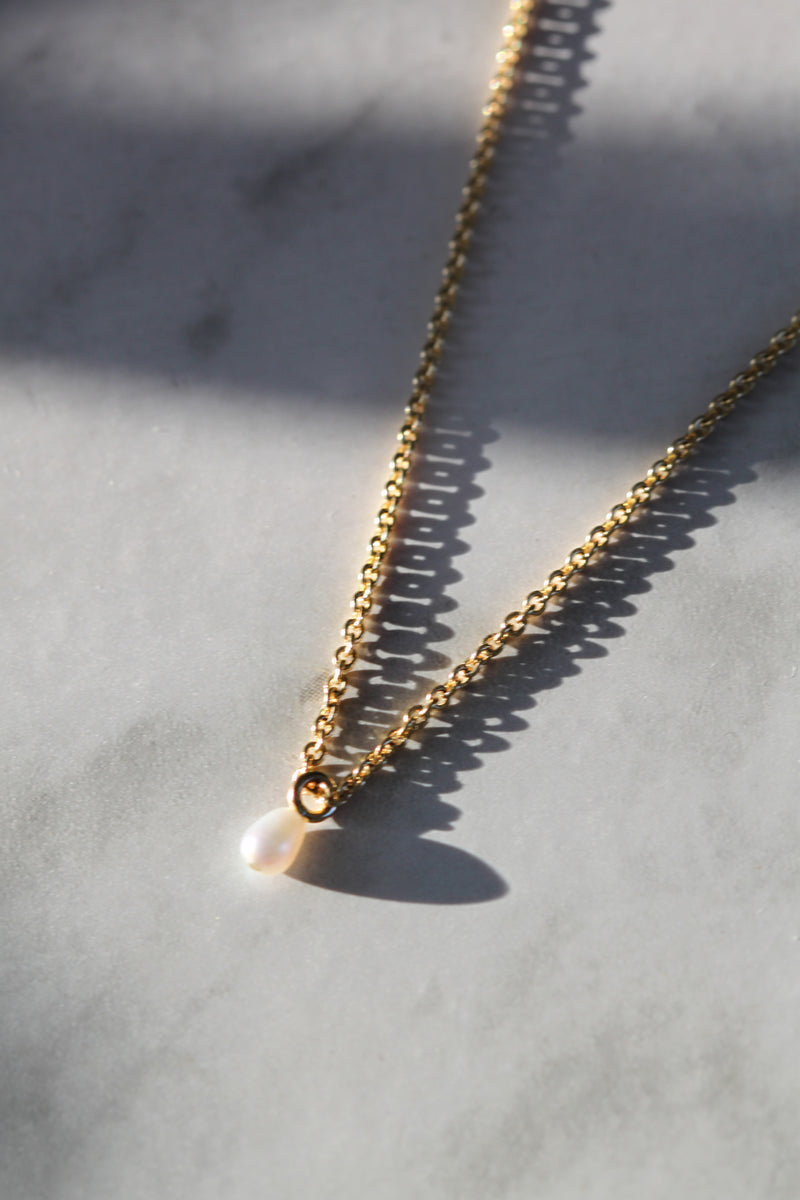 Chain + rice pearl necklace // 10K gold