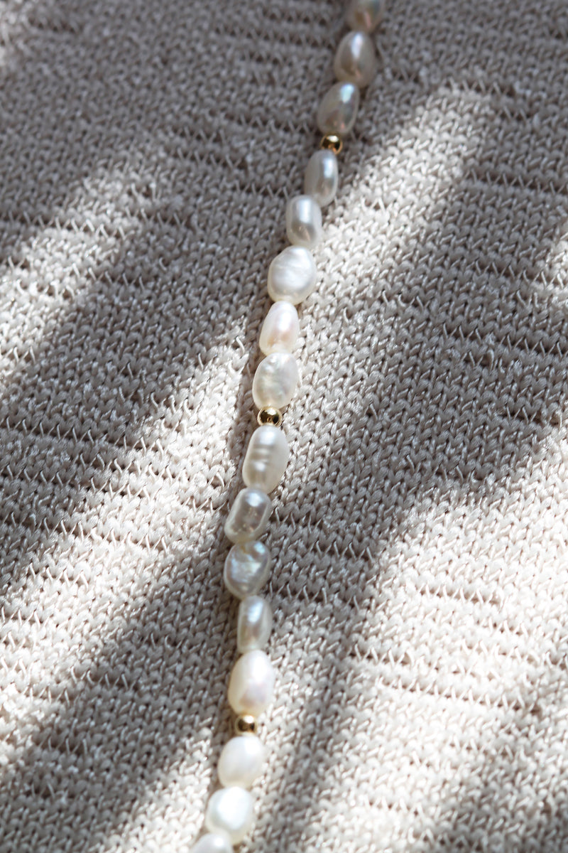 Collier de perles + boules // Or rempli 14K