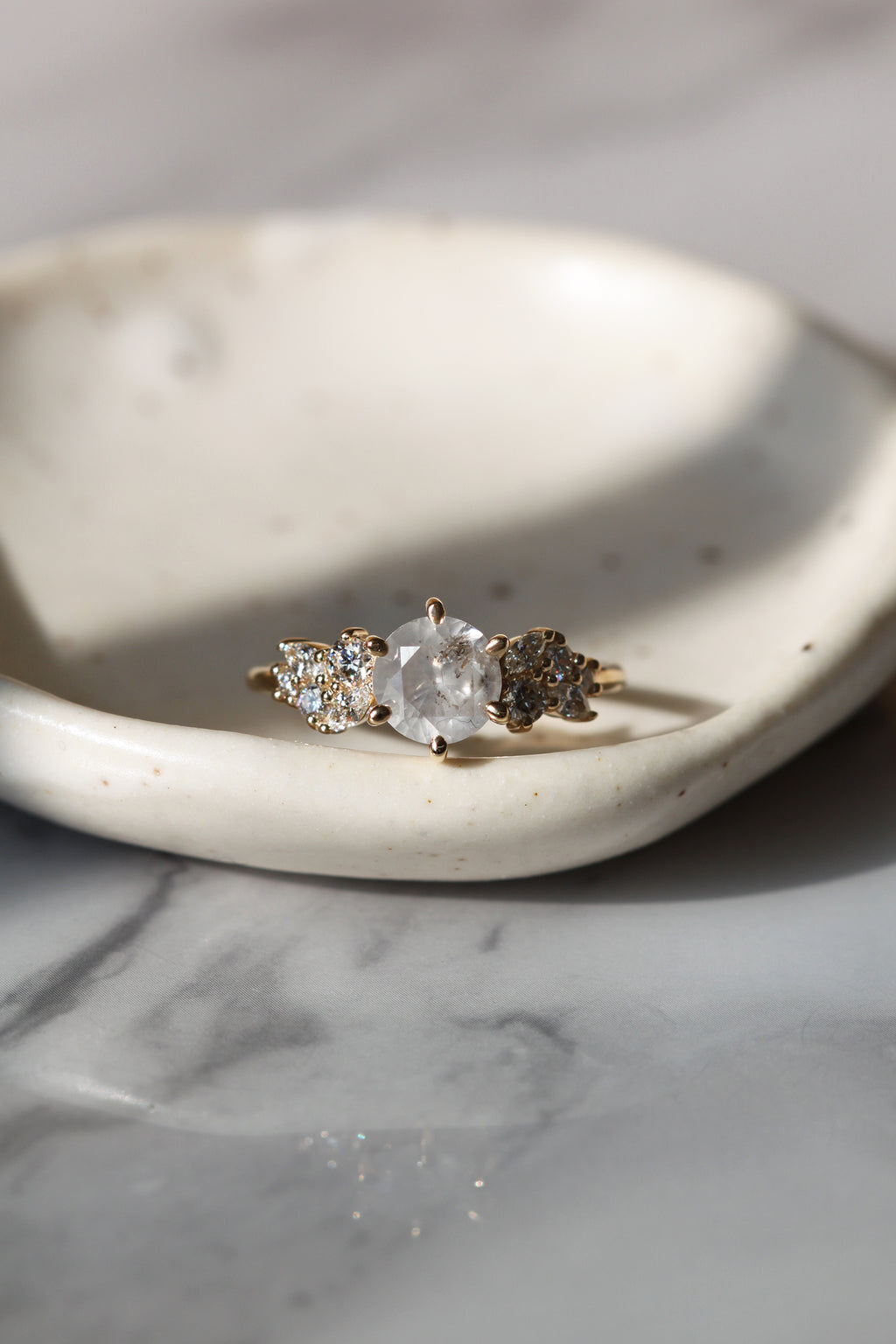 READY TO SHIP // MILANA ring // Salt and pepper white diamond 1.14ct