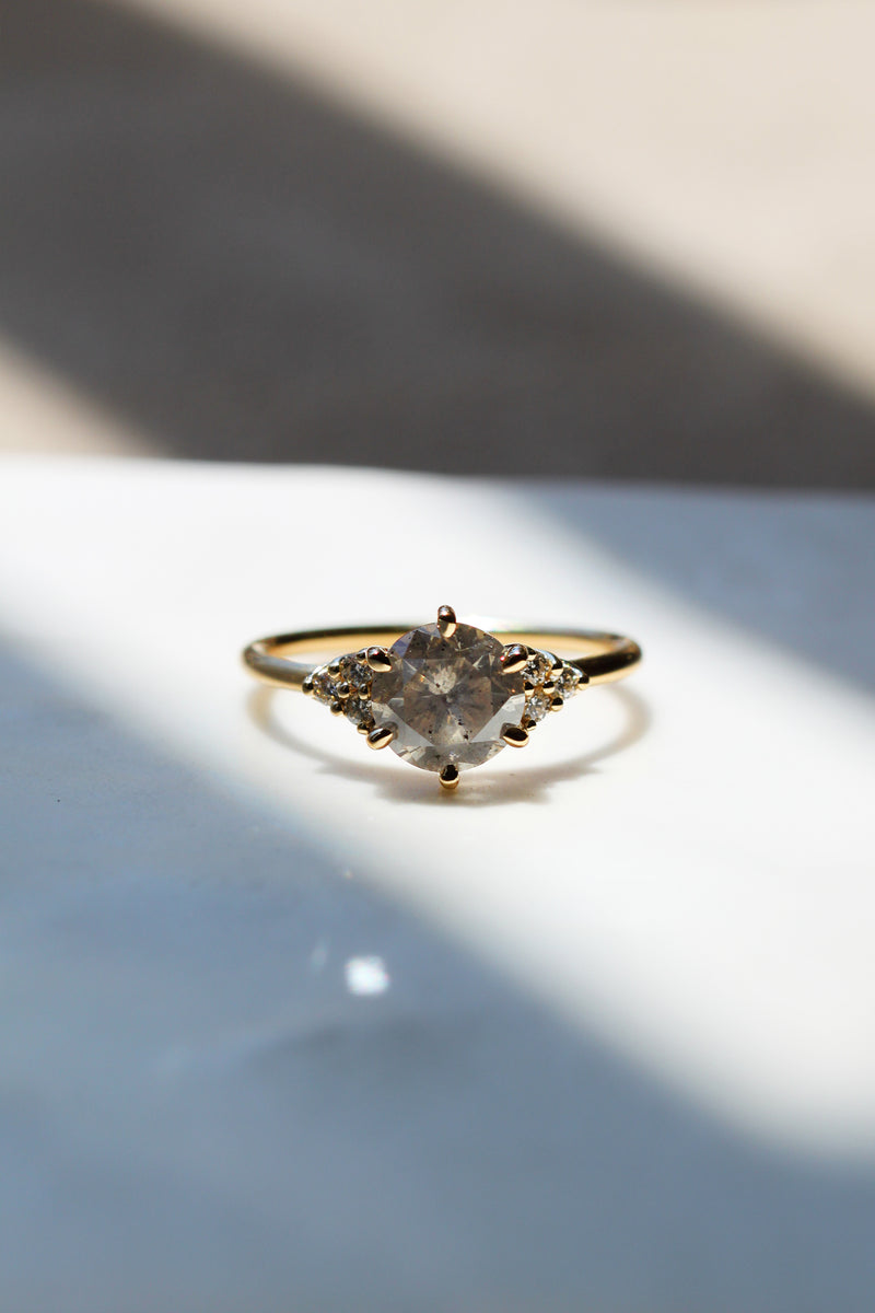 READY TO SHIP // TALIA ring // Salt and pepper gray diamond 1.47ct