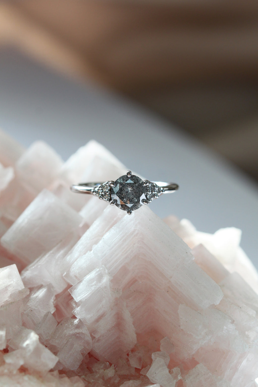 READY TO SHIP // TALIA ring // Salt and pepper gray diamond 1.11ct