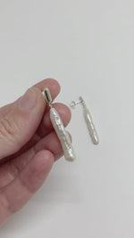 LAST UNITS // Long Biwa pearl earrings // Silver