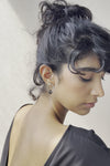 LAST CHANCE // Twisted hoop + black onyx earrings // Silver