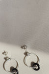 LAST CHANCE // Twisted hoop + black onyx earrings // Silver