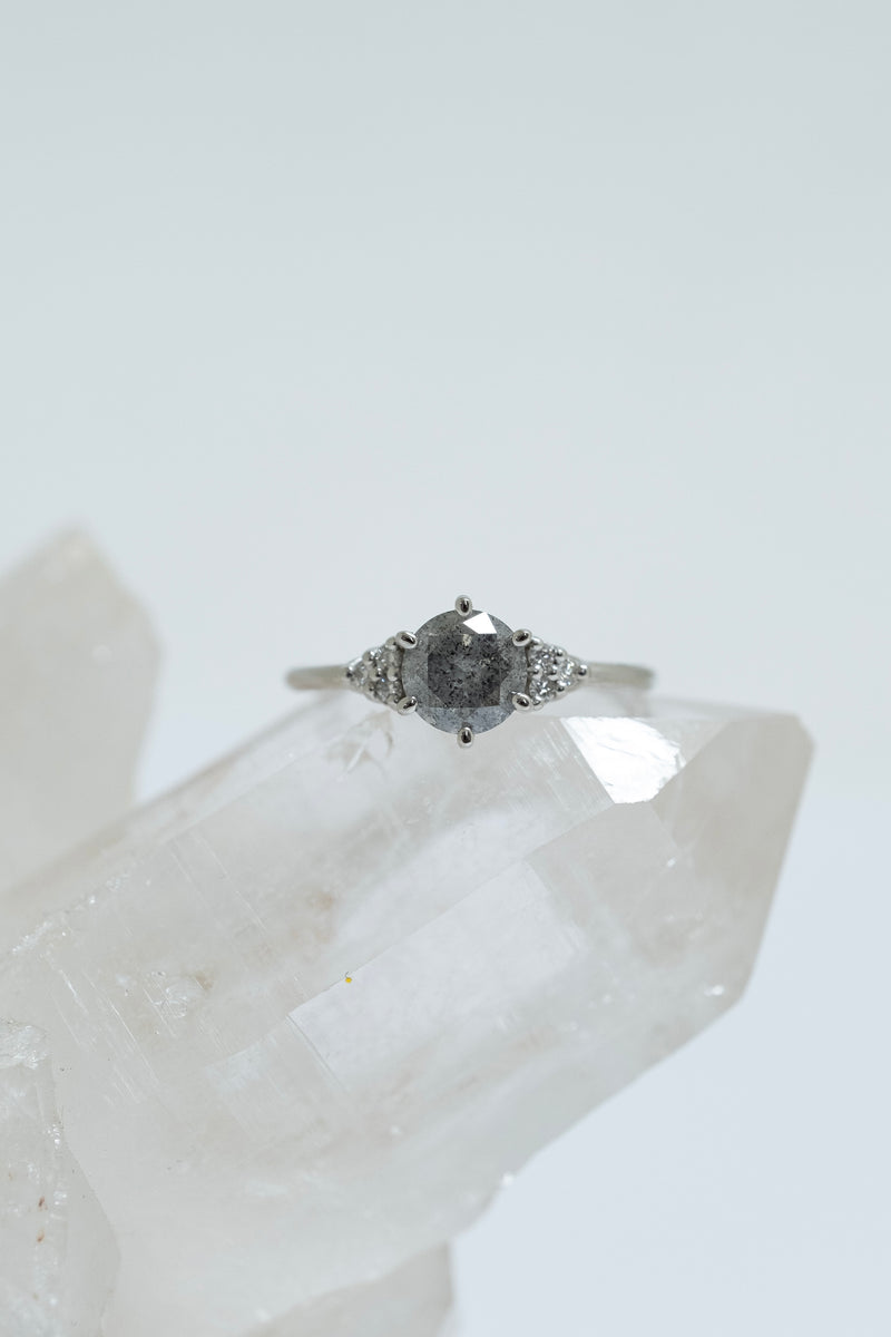 READY TO SHIP // TALIA ring // Salt and pepper gray diamond 1.11ct