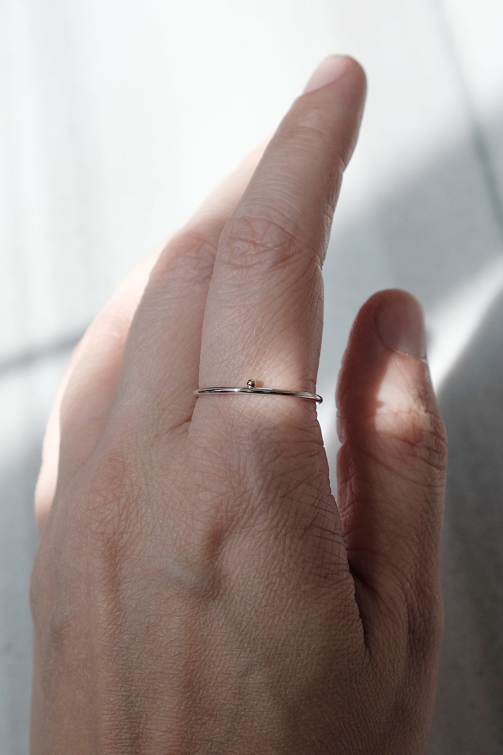 ÉCHANTILLON // Bague boule or // Argent + Or jaune 10K