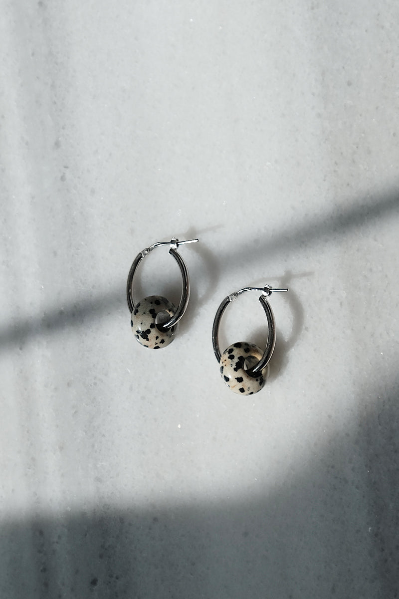 ÉCHANTILLON // Boucles d'oreilles anneaux ovales + Rondelles // Argent + Onyx ou Jaspe