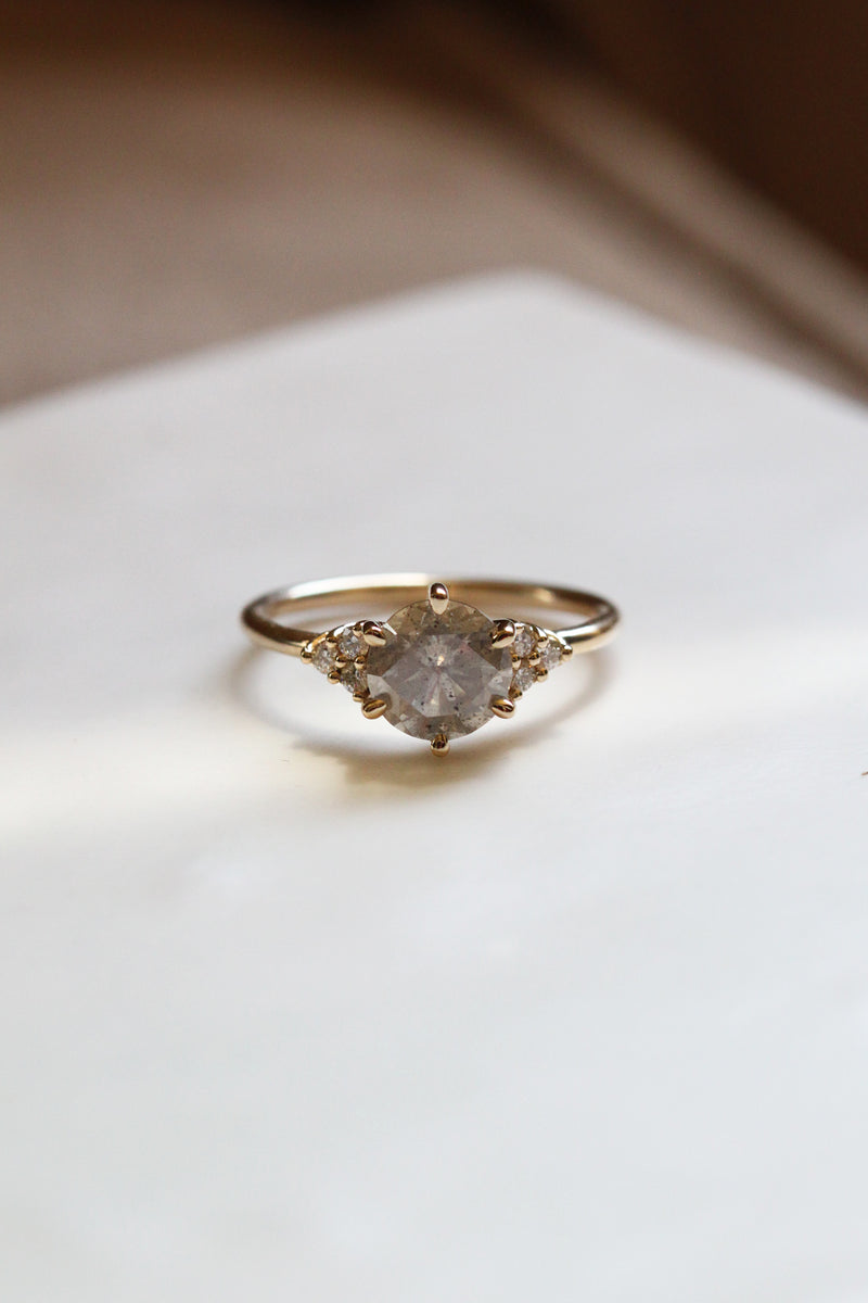 READY TO SHIP // TALIA ring // Salt and pepper gray diamond 1.47ct