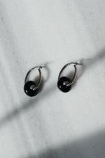 ÉCHANTILLON // Boucles d'oreilles anneaux ovales + Rondelles // Argent + Onyx ou Jaspe